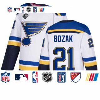 Blues #21 Tyler Bozak White Road Authentic Stanley Cup Final Bound Stitched Hockey Jersey