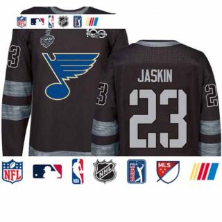 Blues #23 Dmitrij Jaskin Black 1917-2017 100th Anniversary Stanley Cup Final Bound Stitched Hockey Jersey