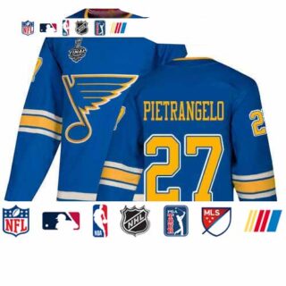 Blues #27 Alex Pietrangelo Blue Alternate Authentic Stanley Cup Final Bound Stitched Youth Hockey Jersey