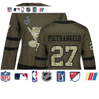 Blues #27 Alex Pietrangelo Green Salute to Service Stanley Cup Final Bound Women's Stitched Hockey Jersey