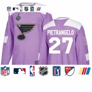 Blues #27 Alex Pietrangelo Purple Authentic Fights Cancer Stanley Cup Final Bound Stitched Youth Hockey Jersey