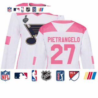 Blues #27 Alex Pietrangelo White Pink Authentic Fashion Stanley Cup Final Bound Women's Stitched Hockey Jersey