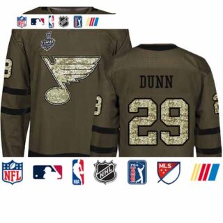 Blues #29 Vince Dunn Green Salute to Service Stanley Cup Final Bound Stitched Hockey Jersey