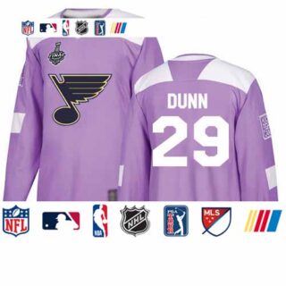 Blues #29 Vince Dunn Purple Authentic Fights Cancer Stanley Cup Final Bound Stitched Hockey Jersey