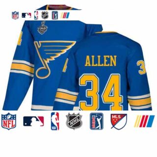 Blues #34 Jake Allen Blue Alternate Authentic Stanley Cup Final Bound Stitched Youth Hockey Jersey