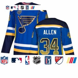 Blues #34 Jake Allen Blue Home Authentic Drift Fashion Stanley Cup Final Bound Stitched Hockey Jersey