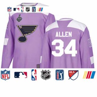 Blues #34 Jake Allen Purple Authentic Fights Cancer Stanley Cup Final Bound Stitched Youth Hockey Jersey