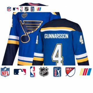 Blues #4 Carl Gunnarsson Blue Home Authentic Stanley Cup Final Bound Stitched Hockey Jersey