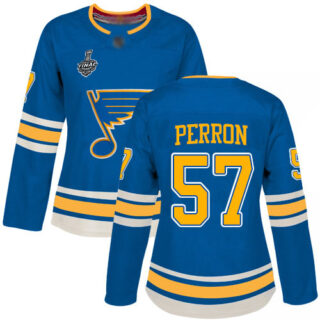 Blues #57 David Perron Blue Alternate Authentic Stanley Cup Final Bound Women's Stitched Hockey Jersey