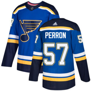 Blues #57 David Perron Blue Home Authentic Stitched Hockey Jersey