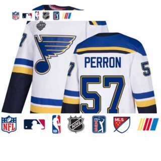 Blues #57 David Perron White Road Authentic Stanley Cup Final Bound Stitched Youth Hockey Jersey