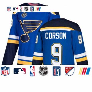 Blues #9 Shayne Corson Blue Home Authentic Stanley Cup Final Bound Stitched Hockey Jersey