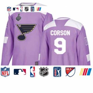 Blues #9 Shayne Corson Purple Authentic Fights Cancer Stanley Cup Final Bound Stitched Hockey Jersey