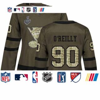 Blues #90 Ryan O'Reilly Green Salute to Service Stanley Cup Final Bound Women's Stitched Hockey Jersey