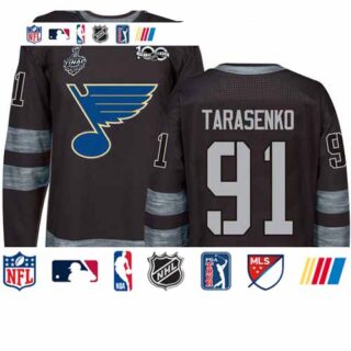 Blues #91 Vladimir Tarasenko Black 1917-2017 100th Anniversary Stanley Cup Final Bound Stitched Hockey Jersey