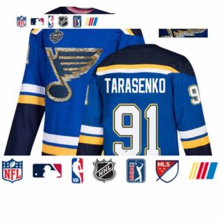 Blues #91 Vladimir Tarasenko Blue Home Authentic Fashion Gold Stanley Cup Final Bound Stitched Hockey Jersey