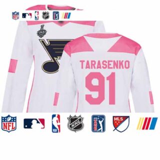 Blues #91 Vladimir Tarasenko White Pink Authentic Fashion Stanley Cup Final Bound Women's Stitched Hockey Jersey