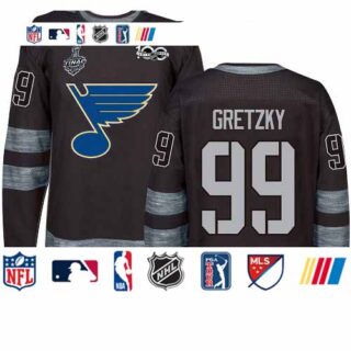 Blues #99 Wayne Gretzky Black 1917-2017 100th Anniversary Stanley Cup Final Bound Stitched Hockey Jersey