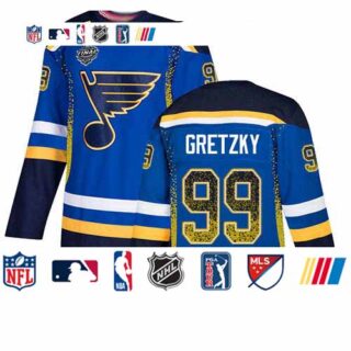 Blues #99 Wayne Gretzky Blue Home Authentic Drift Fashion Stanley Cup Final Bound Stitched Hockey Jersey