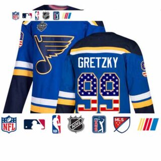 Blues #99 Wayne Gretzky Blue Home Authentic USA Flag Stanley Cup Final Bound Stitched Youth Hockey Jersey