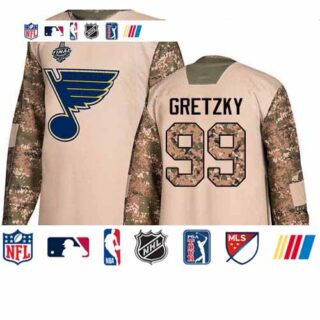 Blues #99 Wayne Gretzky Camo Authentic 2017 Veterans Day Stanley Cup Final Bound Stitched Youth Hockey Jersey