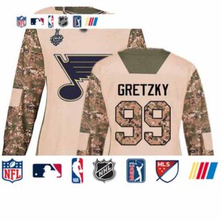 Blues #99 Wayne Gretzky Camo Authentic 2017 Veterans Day Stanley Cup Final Bound Women's Stitched Hockey Jersey