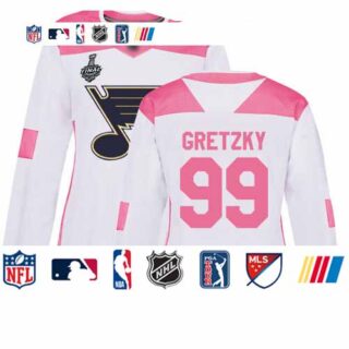 Blues #99 Wayne Gretzky White Pink Authentic Fashion Stanley Cup Final Bound Women's Stitched Hockey Jersey