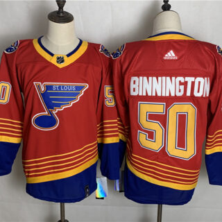 Blues 50 Jordan Binnington Red 2020-21 Reverse Retro Adidas Jersey
