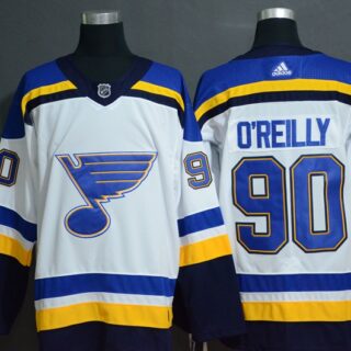 Blues 90 Ryan O'Reilly White Adidas Jersey