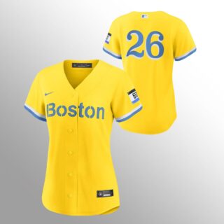 Boston Red Sox #26 Wade Boggs Women's Nike 2021 City Connect Gold Fans Version MLB Jersey - No Name