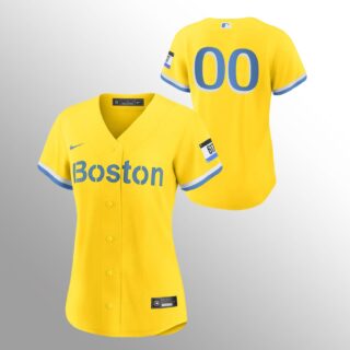 Boston Red Sox Personalized Women's Nike 2021 City Connect Gold Fans Version MLB Jersey - No Name