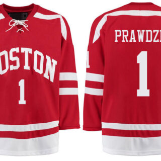Boston University Terriers BU 1 Max Prawdzik Red Stitched Hockey Jersey