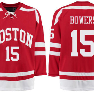 Boston University Terriers BU 15 Shane Bowers Red Stitched Hockey Jersey