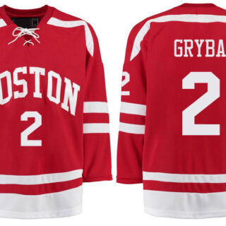 Boston University Terriers BU 2 Eric Gryba Red Stitched Hockey Jersey