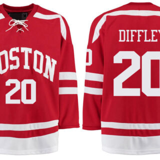 Boston University Terriers BU 20 Brien Diffley Red Stitched Hockey Jersey