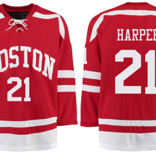 Boston University Terriers BU 21 Patrick Harper Red Stitched Hockey Jersey