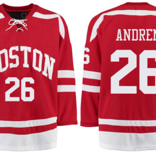 Boston University Terriers BU 26 Oskar Andren Red Stitched Hockey Jersey