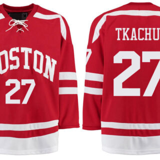 Boston University Terriers BU 27 Brady Tkachuk Red Stitched Hockey Jersey