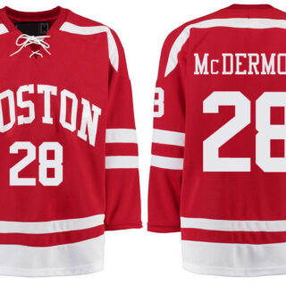 Boston University Terriers BU 28 Johnny McDermott Red Stitched Hockey Jersey