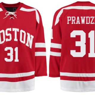 Boston University Terriers BU 31 Max Prawdzik Red Stitched Hockey Jersey