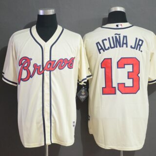 Braves 13 Ronald Acuna Jr. Cream Cool Base Jersey