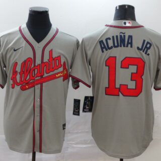 Braves 13 Ronald Acuna Jr. Gray 2020 Nike Cool Base Jersey