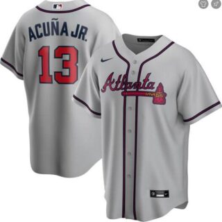 Braves 13 Ronald Acuna Jr. Gray 2020 Nike Cool Base Jersey