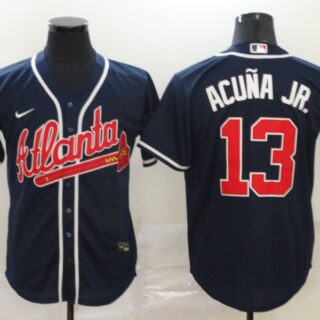Braves 13 Ronald Acuna Jr. Navy 2020 Nike Cool Base Jersey