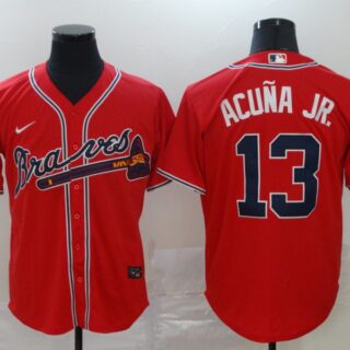 Braves 13 Ronald Acuna Jr. Red 2020 Nike Cool Base Jersey