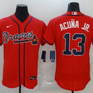 Braves 13 Ronald Acuna Jr. Red 2020 Nike Flexbase Jersey