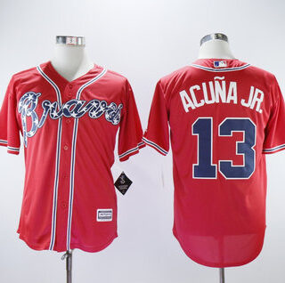 Braves 13 Ronald Acuna Jr. Red Cool Base Jersey