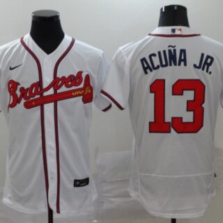 Braves 13 Ronald Acuna Jr. White 2020 Nike Flexbase Jersey