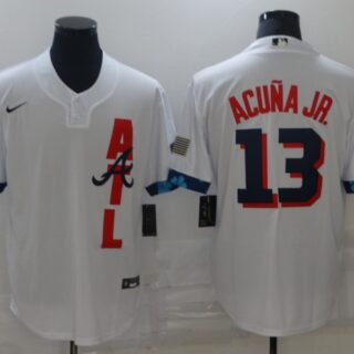 Braves 13 Ronald Acuna Jr. White Nike 2021 MLB All-Star Cool Base Jersey