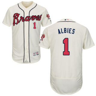 Braves #1 Ozzie Albies Cream Flexbase Authentic Collection Stitched Baseball Jersey